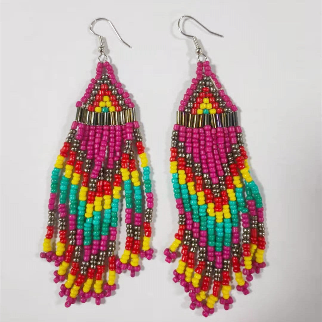 Wholesale Vintage Long Length Multilayer Bead Earrings